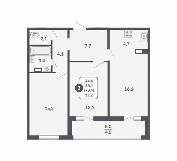 планировка квартиры 74 м2